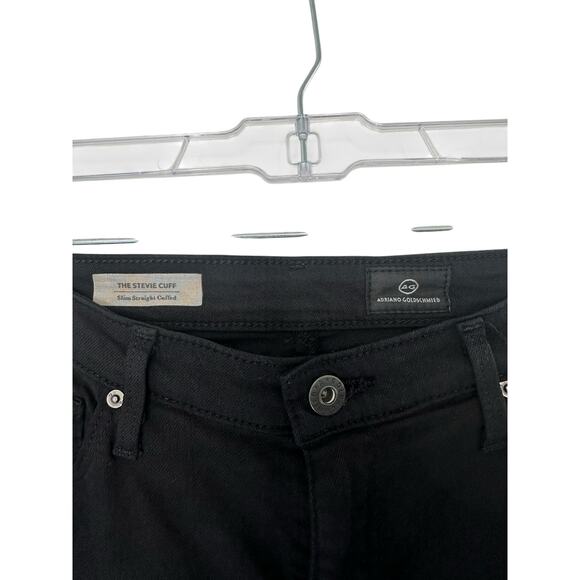 AG Adriano Goldschmied Black The Stevie Cuff Slim Straight Cuffed Ankle Jeans 27 - Picture 2 of 10